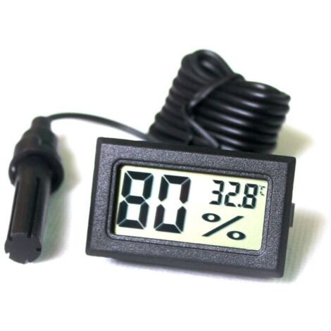 LCD Tuner Numérique Intégré Thermomètre Hygromètre avec Sonde Externe pour Couveuse Aquarium Volaille Reptile Noir