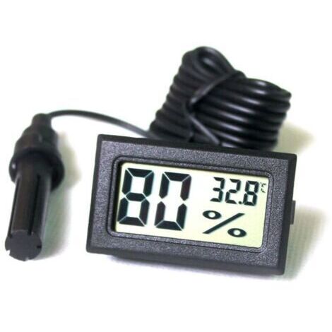 LCD Tuner Numérique Intégré Thermomètre Hygromètre avec Sonde Externe pour Couveuse Aquarium Volaille Reptile Noir