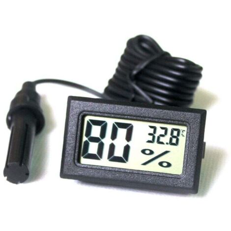 LCD Tuner Numérique Intégré Thermomètre Hygromètre avec Sonde Externe pour Couveuse Aquarium Volaille Reptile Noir