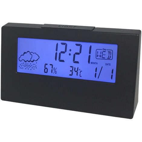 LCD Weather Clock Temperature Humidity Alarm Clock Snooze Function Bedside Clock Electronic Clock