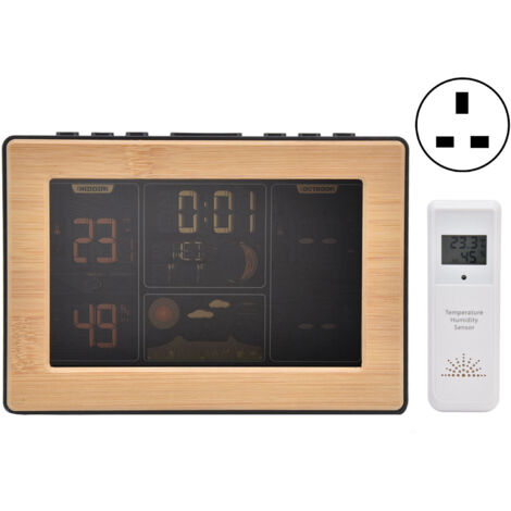 LCD Weather Forecast Station with RCC Receiving Function Wireless Thermometer Hygrometer 100‑240VUK Plug