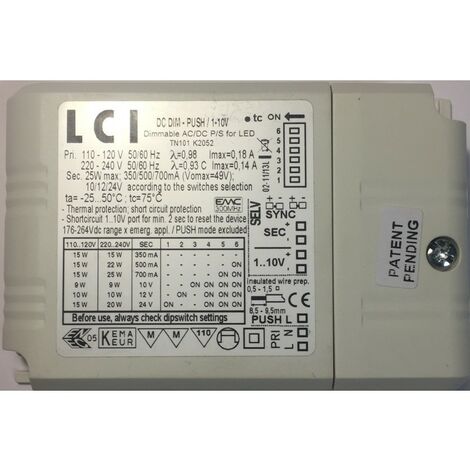 Lci DC DIM-PUSH / 1-10V 25W Convertisseur LED dimmable