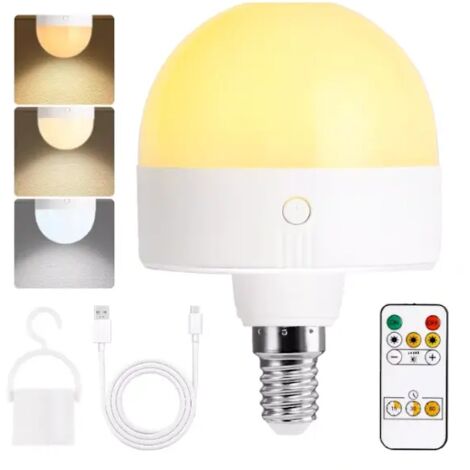 [LCS] Ampoule LED rechargeable E14, lot de 2, 300 lm, équivalent 9 W, dimmable, avec télécommande