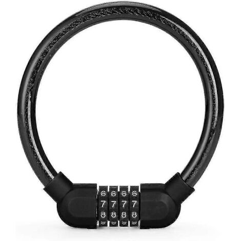 [LCS] Antivol de vélo à câble, câble en acier tressé combiné repositionnable à 4 positions, léger-AquaForge