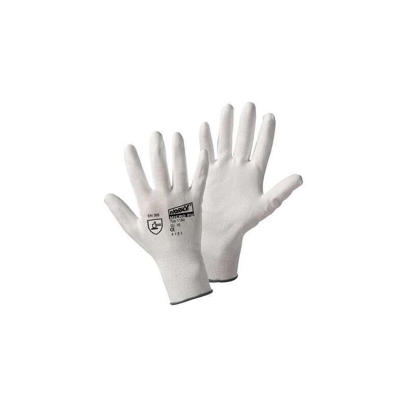 

L+D 1150-8 Micro-Pu 1150-8-Guantes De Trabajo (Nailon, Talla 8, M En 388 Cat Ii, 1 Par), Blanco