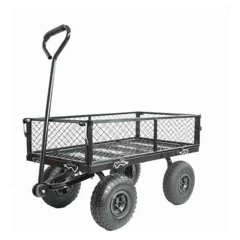 LDHBDS Chariot à main,Charrette pratique pour le jardin, extérieur, Parties latérales pliables, jusqu'à 249 kg, Noir
