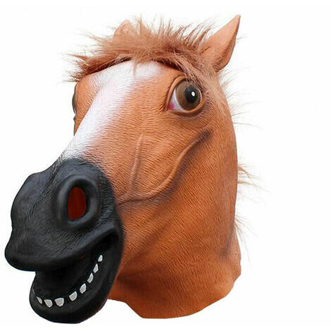 LDHBDS masque de cheval, masque de tête de cheval drôle, masque de cheval effrayant, masque fantaisie halloween, marron