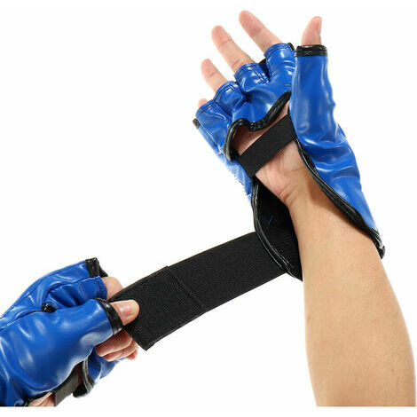 LDSBHN 1 paire de gants de boxe pour adultes, gants en PU MMA, entrainement au sac de frappe pour grappin (adulte-bleu rouge)