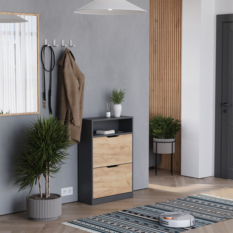 Vicco - Luca, Anthracite/chêne doré, 22x89.5cm avec 2 compartiments