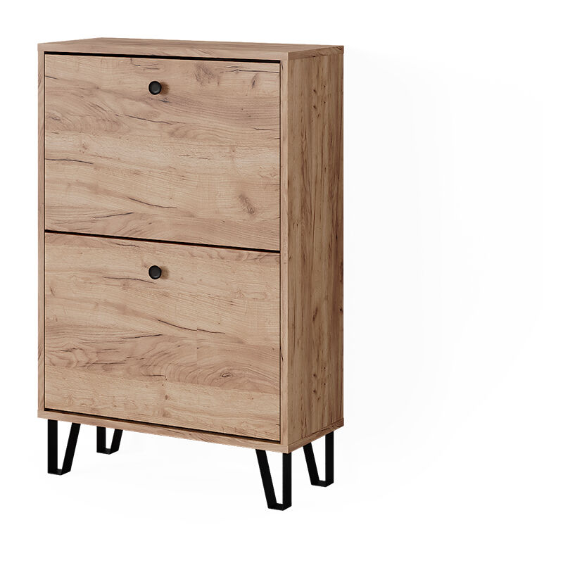 Le basculeur à chaussures Siri, Chêne de force doré, 60x92cm avec 2 tiroirs rabattables, Vicco