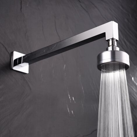 Le bras de douche carré en aluminium anodisé argent, mesurant 40 cm x 6,5 cm x 6 cm, est un flexible de remplacement pour les pommeaux de douche muraux en acier inoxydable.