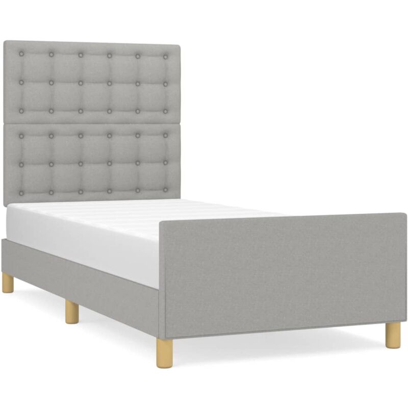 Jinlefu - vidaXL Cadre de lit avec tête de lit Gris clair 90x190 cm Tissu