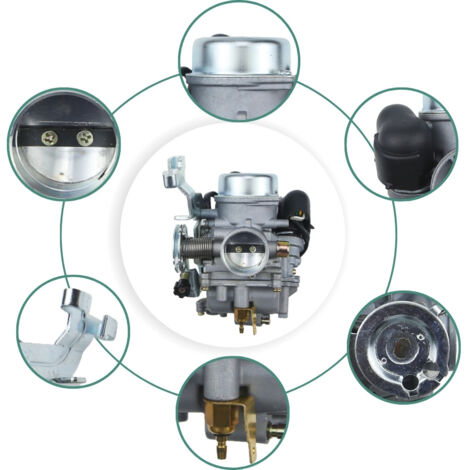 Le carburateur Cvk30 avec réchauffeur est compatible avec les moteurs Yamaha GY6, GTS, VOG Tank et YP de 125 à 300 cm³. Le réchauffeur empêche le gel et convient aux environnements à basses températur