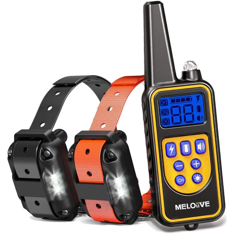 Serbia - Le collier de dressage Meloive pour deux chiens est rechargeable et étanche IP67 jusqu'à 800 m de distance avec 99 modes vibration, choc,