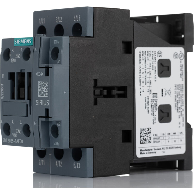 Contacteur Siemens 3 pôles 16A S0 1NO+1NC 110VCA 3RT20251AF00