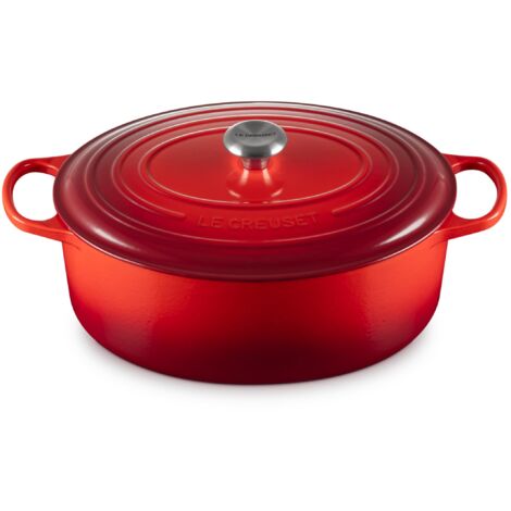 Le Creuset Cocotte oval de Gusseisen, 35 cm, 8, 9 L, Alle Las-Quellen de Heizung einschließlich Induktion, Kirsche, 21178350602430