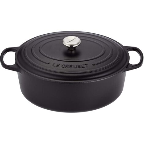 Le Creuset Cocotte oval de hierro fundido, 35 cm, 8, 9 L, Todas Las Fuentes de Calor incluso inducción, Negro Mate, 21178350000430