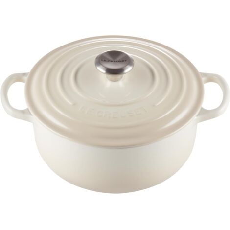 Le Creuset Cocotte rund de Gusseisen, 22 cm, 3, 3 L, Alle Las-Quellen de Heat einschließlich Induktion, Meringue, 21177227164430