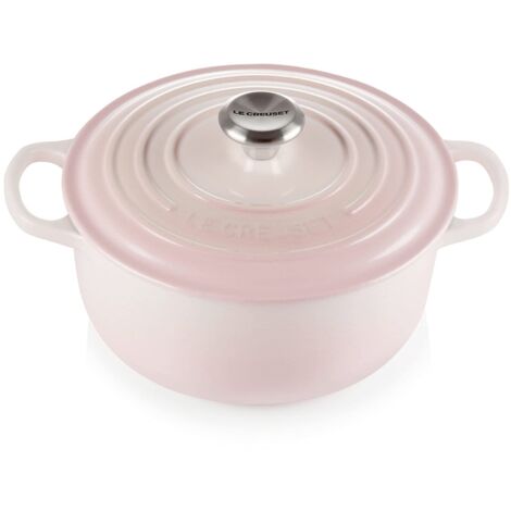 Le Creuset Evolution Cocotte de en fonte avec couvercle, ronde, bouton de en acier inoxydable, ⌀ 20 cm, 2,4 L, rose Shell rose,21177207774430