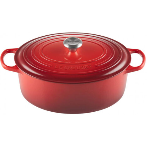 LE CREUSET Le Creuset Cocotte Signature en Fonte Émaillée avec Couvercle, 33cm, Ovale, 7,5 L, 6,595 kg, Cerise, 21178330602430