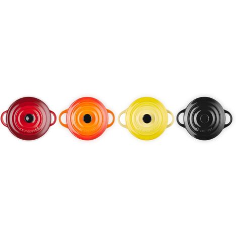Le Creuset Mini Cocottes 4 pièces rouge cerise noir jaune orange