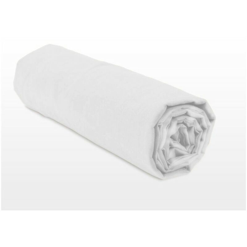 Home Linge Passion - Drap housse uni coton 57 fils blanc 90x190 cm bonnet 25cm