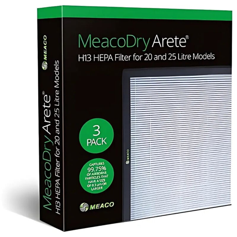 Le filtre à charbon actif Meaco Dry Arete , compatible avec les déshumidificateurs 10L et 12L , 3-pack , élimine les odeurs et améliore la qualité de