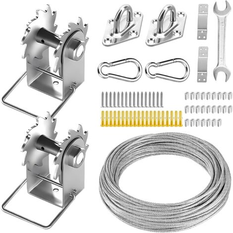 Le kit de matériel de Voile d'ombrage Comprend des treuils et Un câble métallique, kit de matériel en Acier Inoxydable antirouille pour Installation de Voile d'ombrage rectangulaire carrée