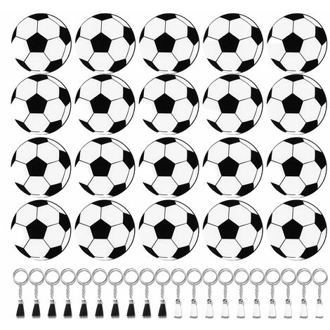 Le Kit D'éBauches de Porte-CléS en Acrylique de Football Comprend 20 Porte-CléS de Football avec 20 Anneaux de Porte-CléS à Glands pour des Cadeaux de FêTe de Football
