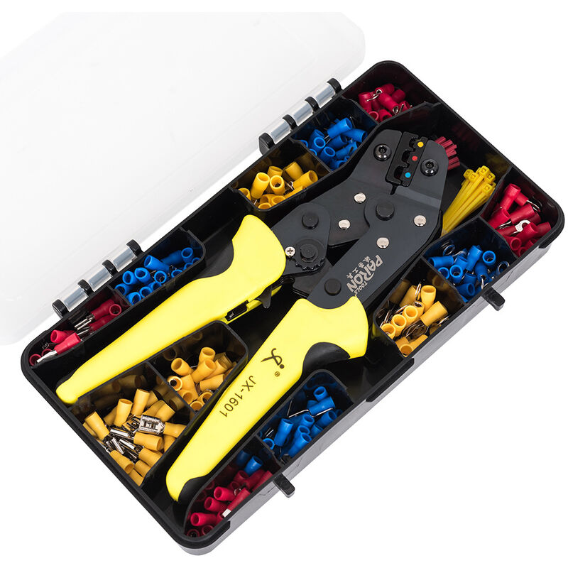 WAY - Kit d'outils de sertissage pour pinces à bornes isolées, 24-14 awg, 280 connecteurs de bornes, 40 attaches de câble