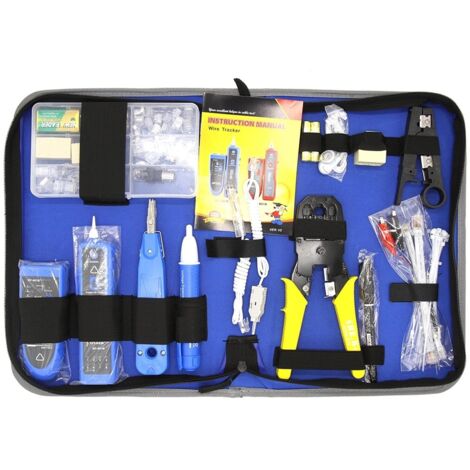 Le kit d'outils pour câbles Noyafa NF-1501 comprend un détecteur de câbles, un détecteur de tension, une pince à sertir et une pince à dénuder.
