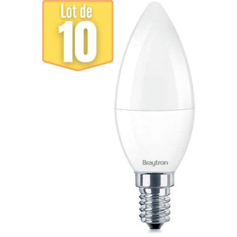 Le lot de 10 ampoules LED flamme 5W (Eq. 35W) E14 4000K