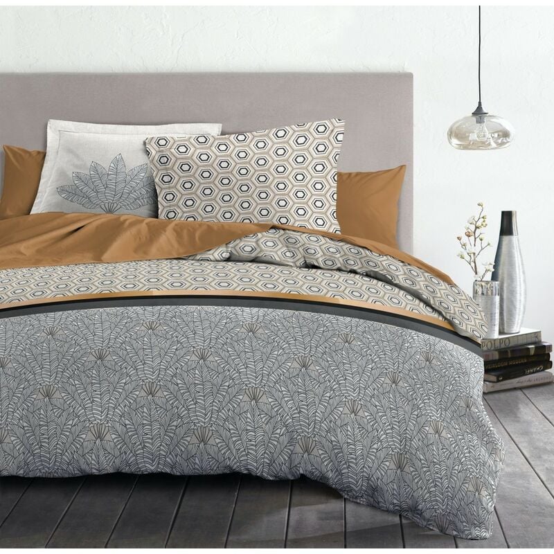 Les Tendances - Parure de couette 3 pieces coton 57 fils jaune 220 x 240 cm - louxor
