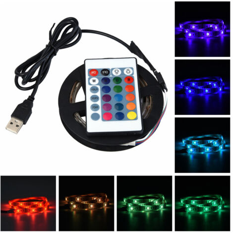 le Lumière de Bande de LED Imperméable à l'eau Multi Couleur 5050 RVB LED Allume la Bande avec à Télécommande pour Les Arrière-Plans de TV Lumière 5V USB Backlight Kit(1m)