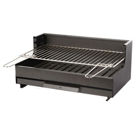 Le Marquier – Barbecue charbon portable 54x32cm – Acier époxy noir – Grille réglable 3 niveaux – Cendrier pratique pour vidage facile