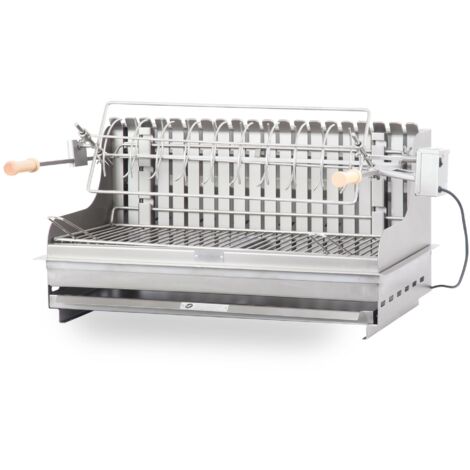 Le Marquier – Barbecue charbon Irissarry 78 x 32 cm – Foyer horizontal et vertical – Grille inox réglable sur 3 niveaux – Moteur électrique 10 kg