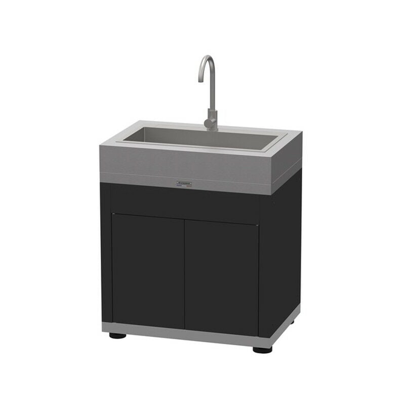 Meuble avec évier intégré, en inox et acier noir duo - 80 x 55 x 92 cm - Le Marquier