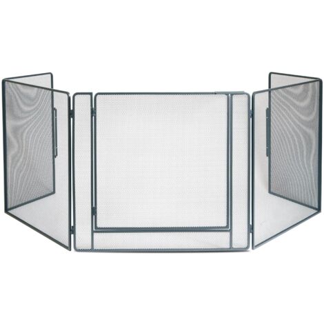 Le Marquier – Pare-feu cheminée en acier peint gris foncé – Dimensions 300 x 75 cm – 5 volets ajustables pour sécurité – Fixation murale incluse