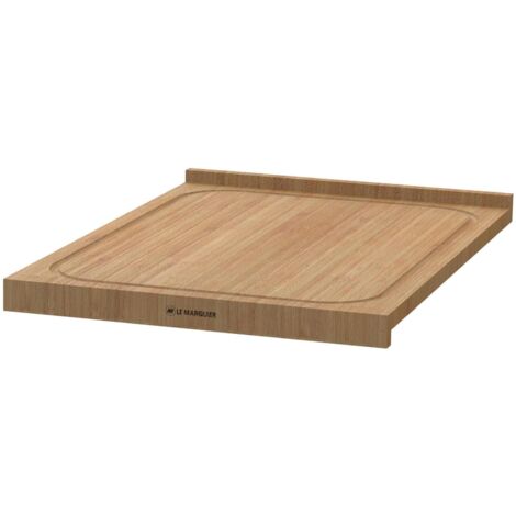 Le Marquier – Planche à découper en bambou 56,5 x 40 cm – Écologique et robuste – Avec canal d'écoulement des jus – Pour cuisine d'extérieur