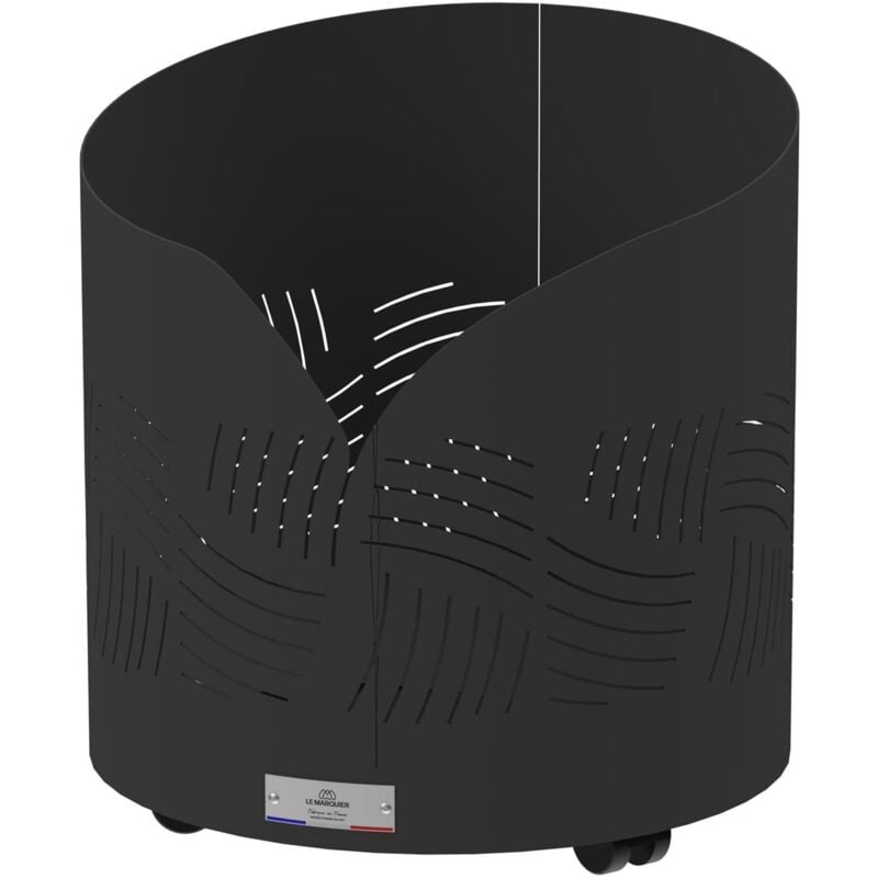 Le Marquier - Porte bûche rond Essentiel avec roulettes Noir