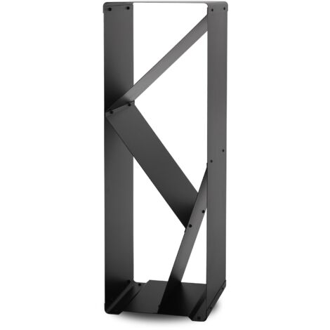 Le Marquier – Range-bûches en acier peint noir – Dimensions 39x39x120 cm – Capacité 50 cm bûches – Design épuré pour intérieur contemporain