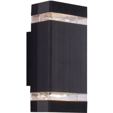 Le noir a mené l'éclairage extérieur d'intérieur, bougeoir de LED haut et bas le lavage de mur allume le mur léger de porche de Gu10 2 5W fixé Luminaire blanc chaud（Aucune source de lumière）