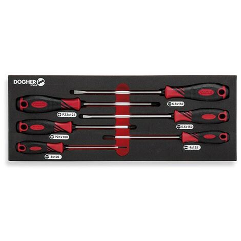Le plateau peut être combiné avec 6 tournevis à tête plate et PZ, antidérapant  DOGHER 351-081