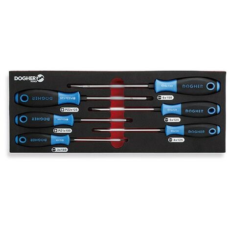Le plateau peut être combiné avec 6 tournevis à tête plate et PZ, Industrial Plus  DOGHER 300-081