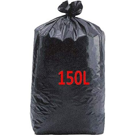 Le Plus De L'Entretien – Sacs poubelle haute résistance 150 litres – Lot de 100 sacs – Résistants aux déchirures pour déchets lourds – Noir