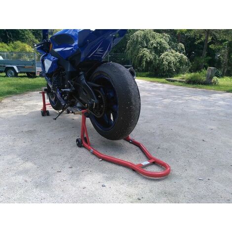 Le Poisson Qui Jardine – Béquille lève moto arrière – Charge max 450 kg – Pour circuits et garages – Accessoire de mécanicien – Sécurité renforcée