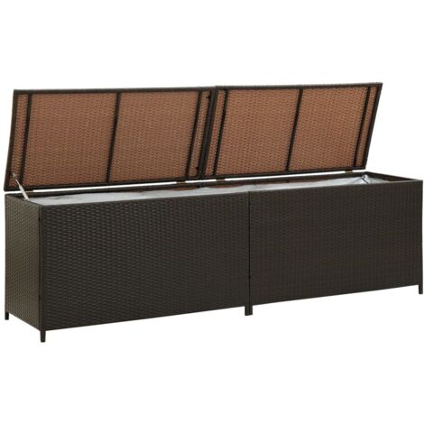 Le Poisson Qui Jardine – Coffre de jardin en résine tressée marron 200 x 50 x 60 cm – Cadre en acier – Résistant aux intempéries – Doublure avec fermeture éclair