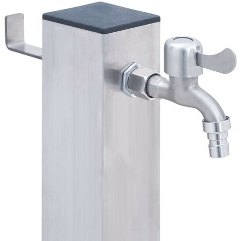 Le Poisson Qui Jardine – Colonne à eau carrée 100 cm – Robinet extérieur en acier inoxydable – Filetage 21 mm pour raccordement rapide – Base stable à fixer