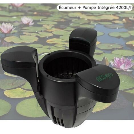 Le Poisson Qui Jardine – Écumeur de bassin 4200 l/h – Débit 70 W pour bassins jusqu’à 25 000 litres – Retire feuilles et débris en surface