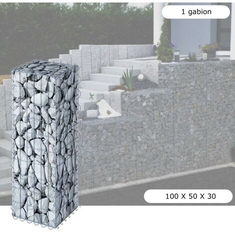 Le Poisson Qui Jardine – Gabion en métal galvanisé 100 x 50 x 30 cm – Résistant aux intempéries – Pour aménagement paysager esthétique et durable
